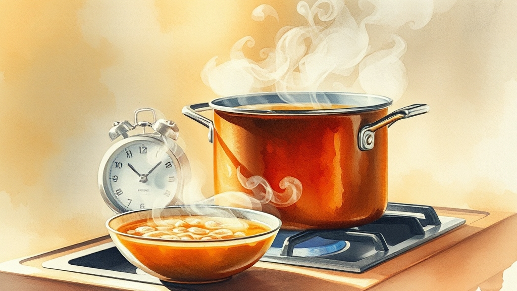 불 조절 & 끓이는 시간 (watercolor 스타일)