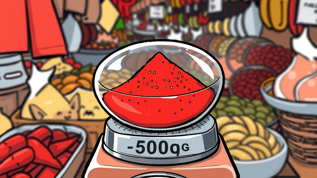 고춧가루 1근 무게는? (cartoon 스타일)