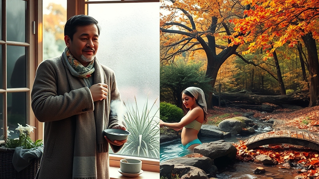 계절별 목 가래 관리 팁 (realistic 스타일)