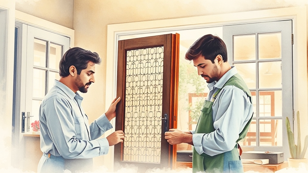 방충망 시공 과정 및 업체 선정 방법 (watercolor 스타일)