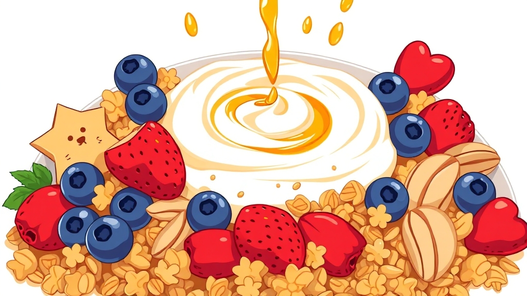 간단하고 균형 잡힌 아침 식사 레시피 (cartoon 스타일)