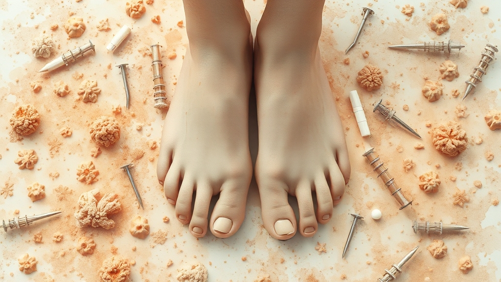 손발톱무좀 치료 시 주의사항 (watercolor 스타일)