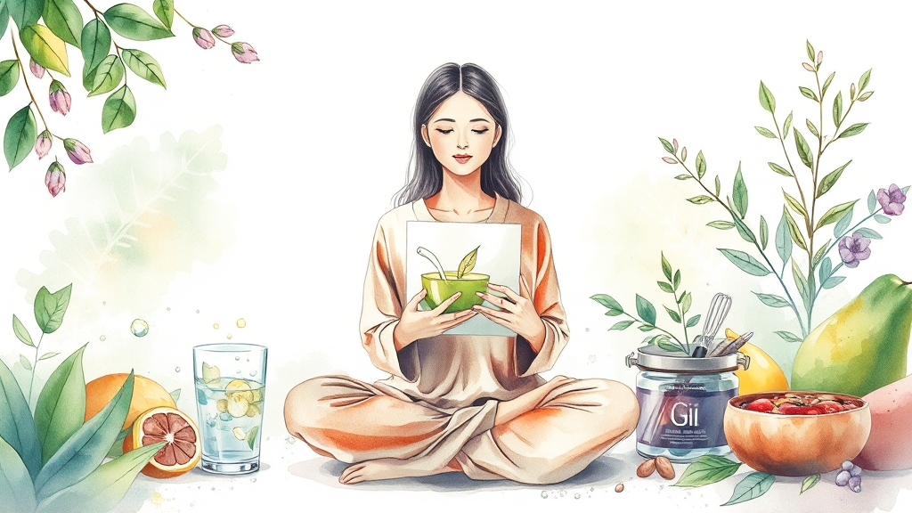 녹차 가루 섭취 시 주의사항 및 GI 이해 (watercolor 스타일)