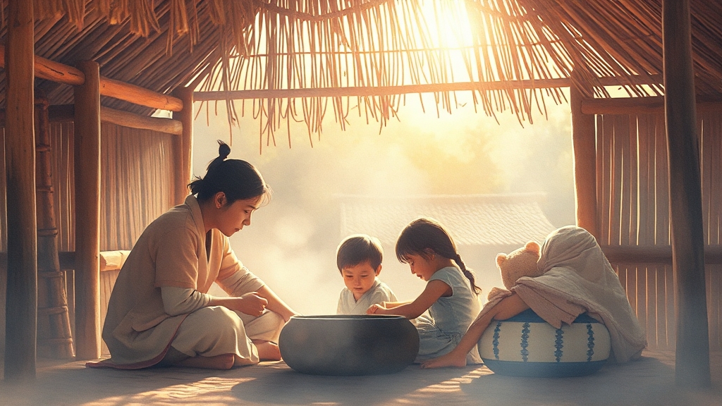 전통 초가집과 기와집이 모여 있는 용인 한국민속촌 전경