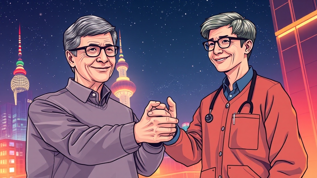 방한 목적: 보건 협력 및 기술 교류 (illustration 스타일)