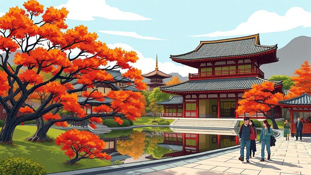 아라시야마 명소: 도게츠교 & 텐류지 (cartoon 스타일)