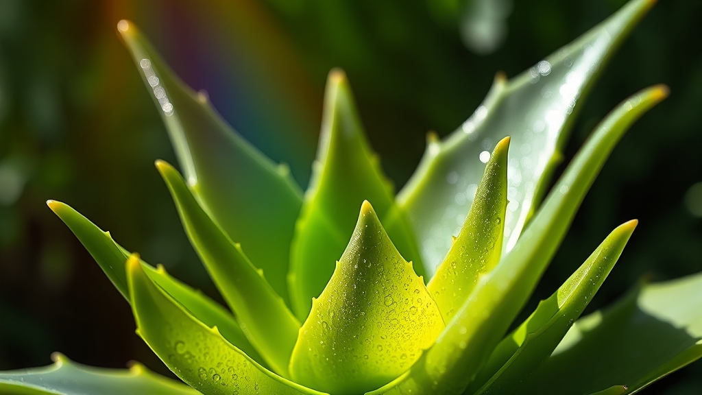 알로에 주요 성분 및 특징 (realistic 스타일)