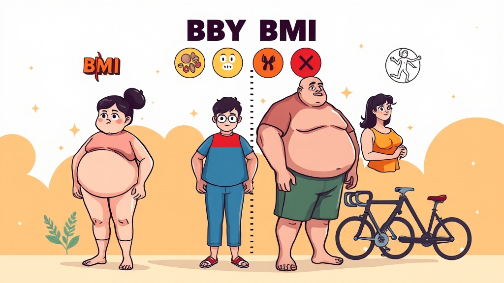 BMI와 건강 위험 상관관계 (cartoon 스타일)