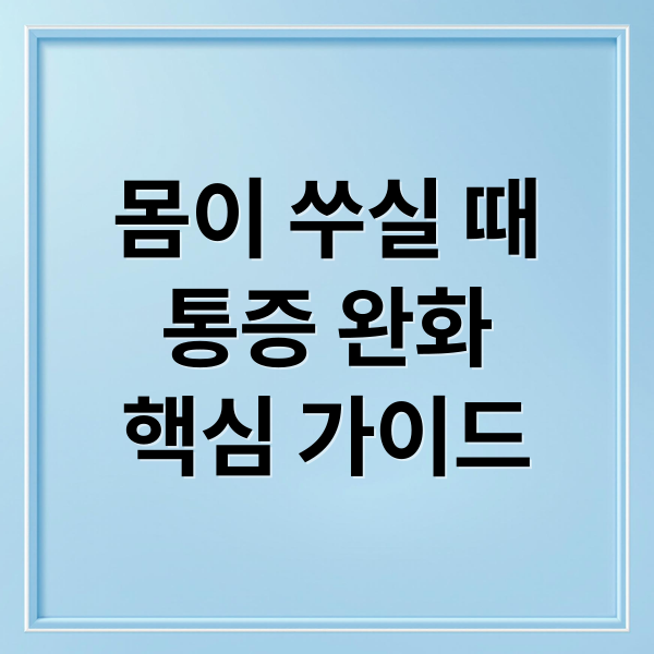 몸이 쑤실 때
통증 완화
핵심 가이드 (통증 완화 마사지 찜질 스트레칭)