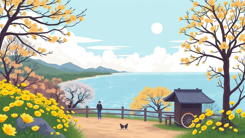 봄날의 낭만: 경상북도 숨은 명소와 함께하는 축제 (illustration 스타일)