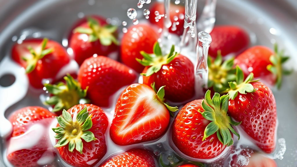 딸기, 어떻게 씻고 보관해야 할까요? (realistic 스타일)