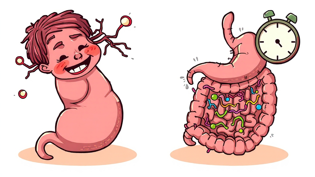 소화불량 원인과 증상 (cartoon 스타일)