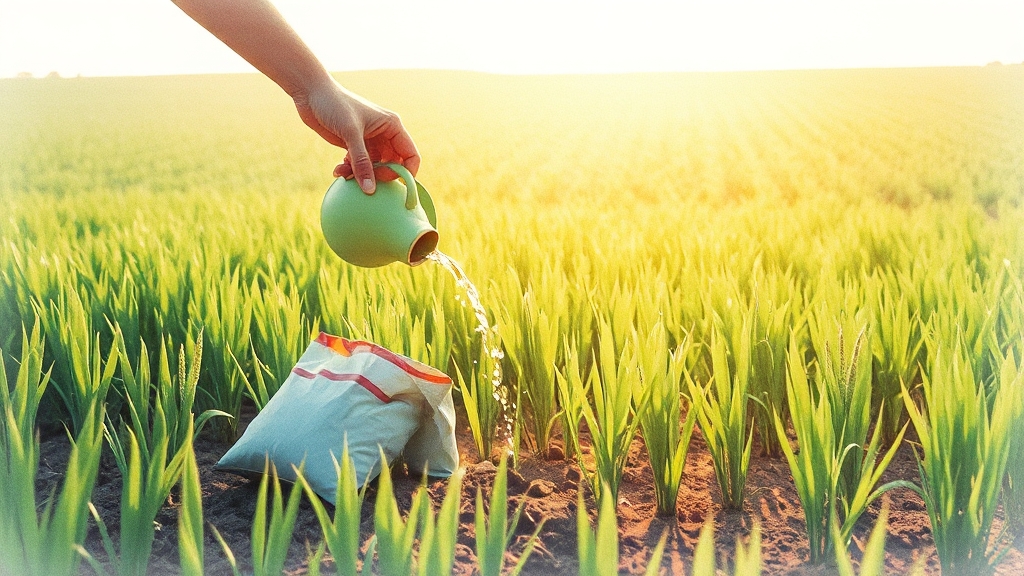 재배 관리: 물, 솎아주기, 시비 (watercolor 스타일)