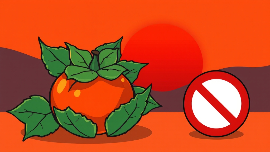 단감 섭취 시 주의사항 (cartoon 스타일)