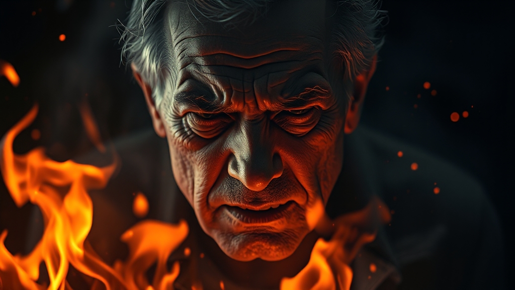 불꿈과 부정적 감정: 불안, 스트레스 (realistic 스타일)