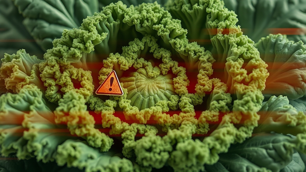 컬리케일 섭취 시 주의사항 (realistic 스타일)