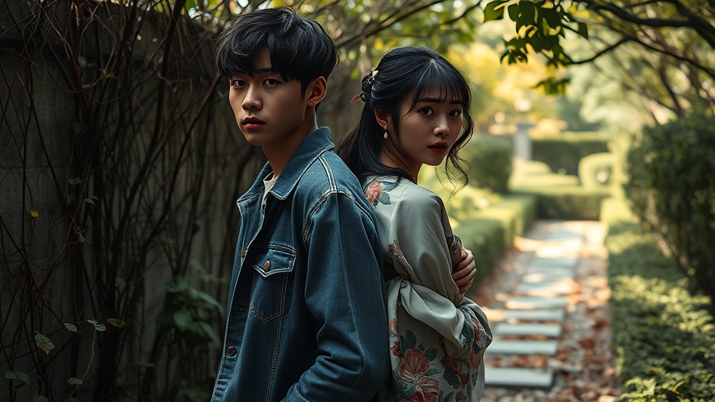 주인공들의 성장과 갈등 (realistic 스타일)