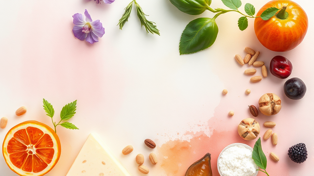 식욕 억제에 도움 되는 음식과 영양제 (watercolor 스타일)