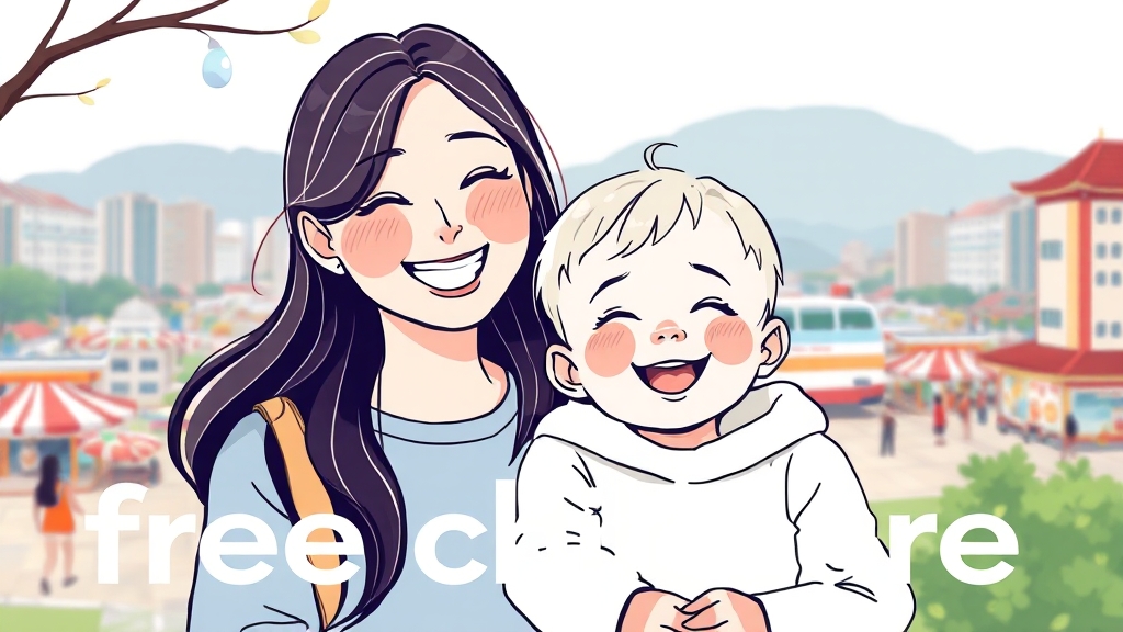 무상보육 정책 배경 및 목표 (illustration 스타일)