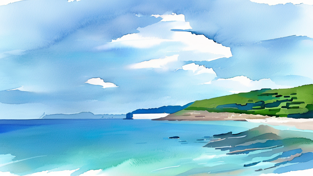 거제 한달살기 사업 개요 (watercolor 스타일)