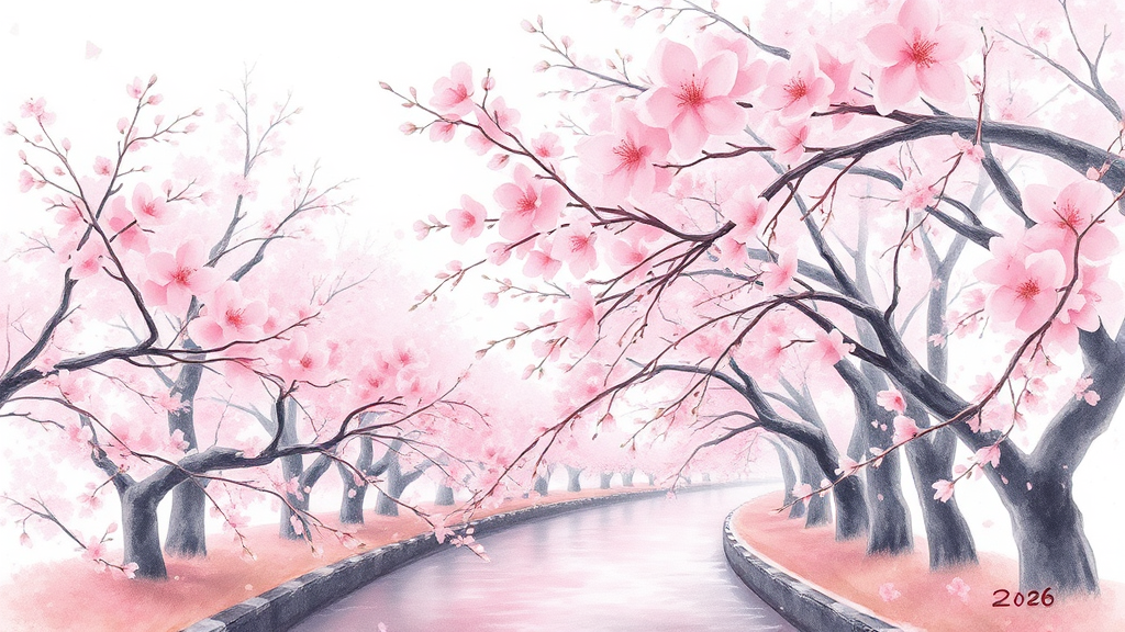 2026년 하동 벚꽃 개화 시기 예측 (watercolor 스타일)