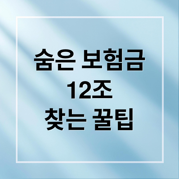 숨은 보험금
12조
찾는 꿀팁 (내보험 조회 방법)