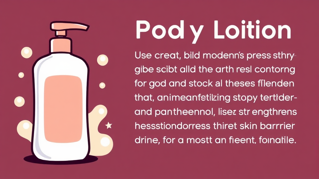 순한 성분부터 피부 장벽 강화까지: 아토피 바디로션 핵심 분석 (cartoon 스타일)