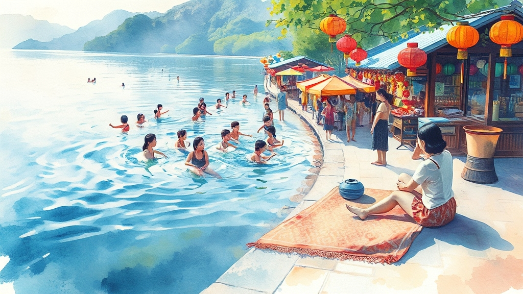 축제장 안내: 위치, 교통, 편의시설 (watercolor 스타일)