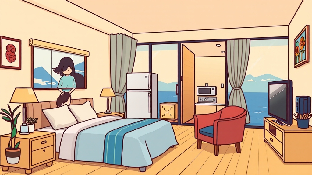 내부 시설 및 특징 (cartoon 스타일)