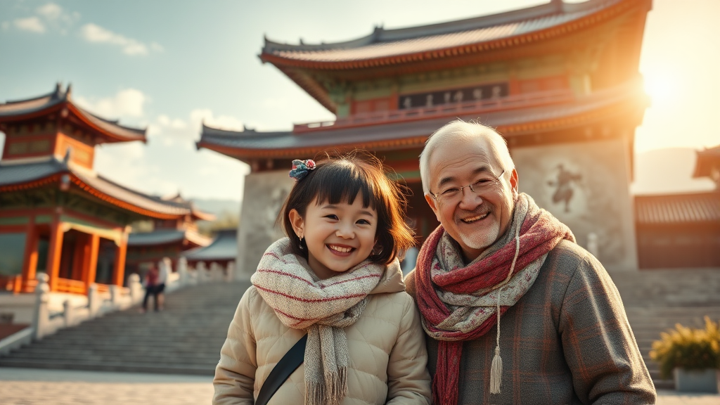 역사와 문화가 살아 숨 쉬는 가족 여행지 (realistic 스타일)