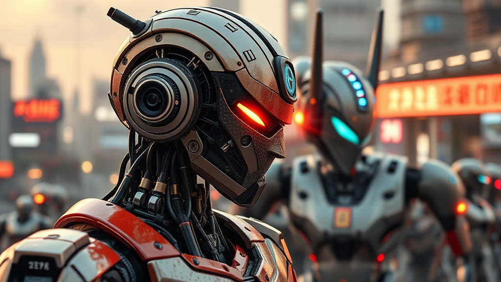 휴머노이드 로봇 시장 경쟁 (realistic 스타일)