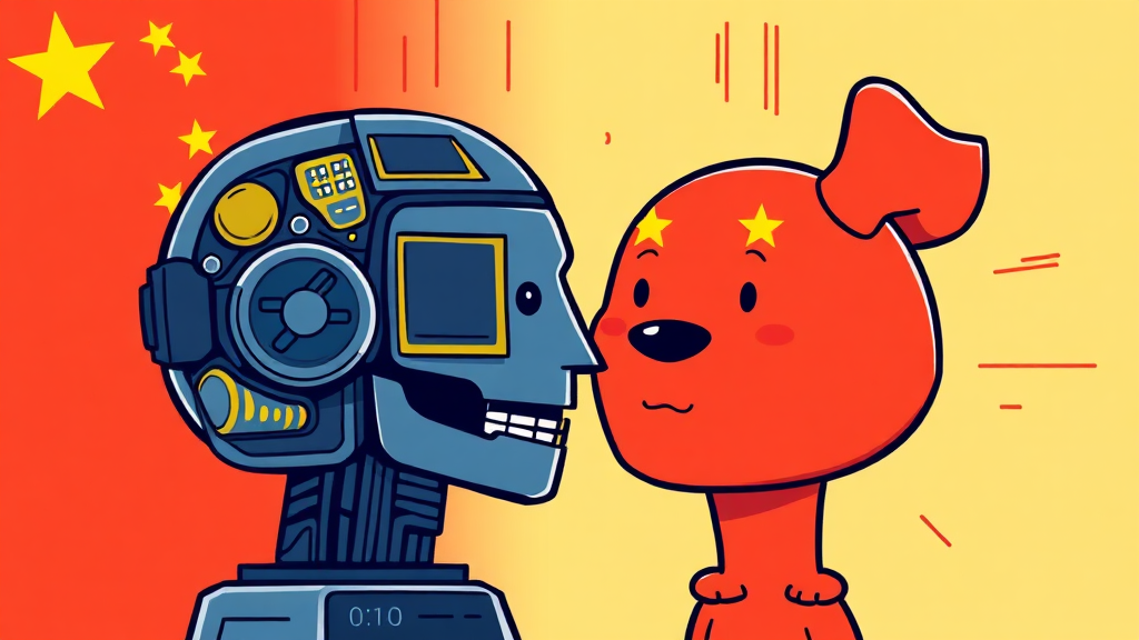 중국의 AI 반도체 확보 노력 (cartoon 스타일)