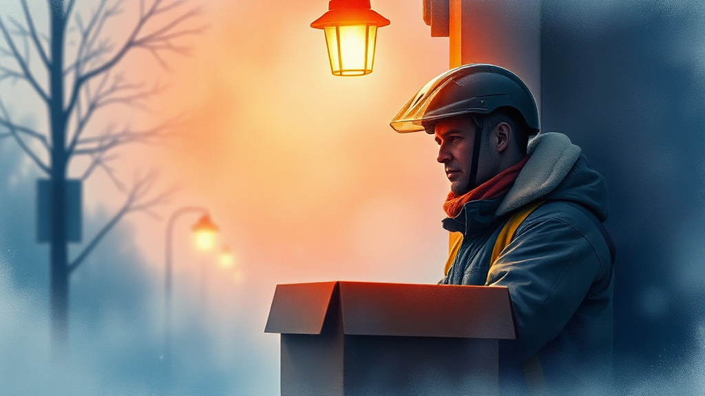 새벽배송 근로자 노동 환경 (watercolor 스타일)