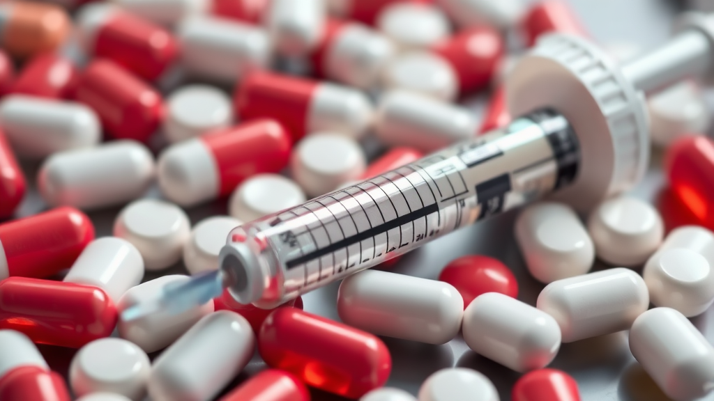 알약 vs 주사, 뭐가 다를까? (realistic 스타일)