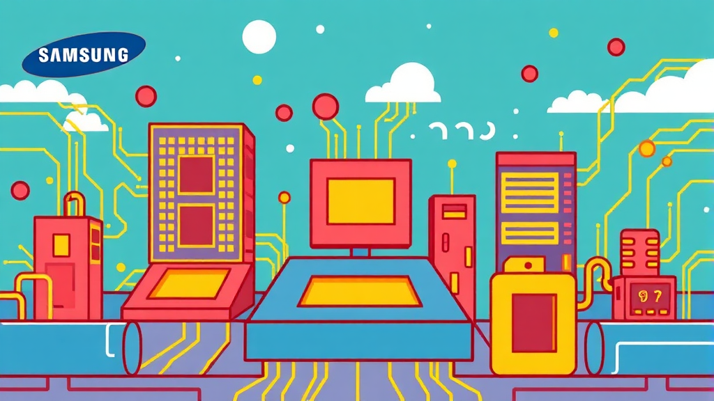 반도체 시장 대전망: AI 반도체, HBM 투자 전략 6 주요 반도체 기업 분석 (삼성전자, SK하이닉스) (cartoon 스타일)