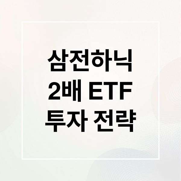 삼전하닉
2배 ETF
투자 전략 (삼전하닉 2배 ETF 투자 방법)