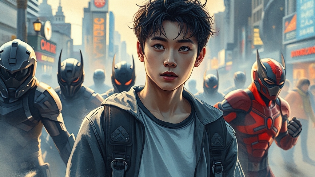 초능력 획득과 주인공의 성장 과정 (watercolor 스타일)