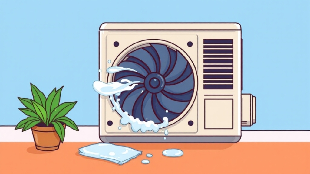 에어컨 내부 부품 꼼꼼 세척 (cartoon 스타일)