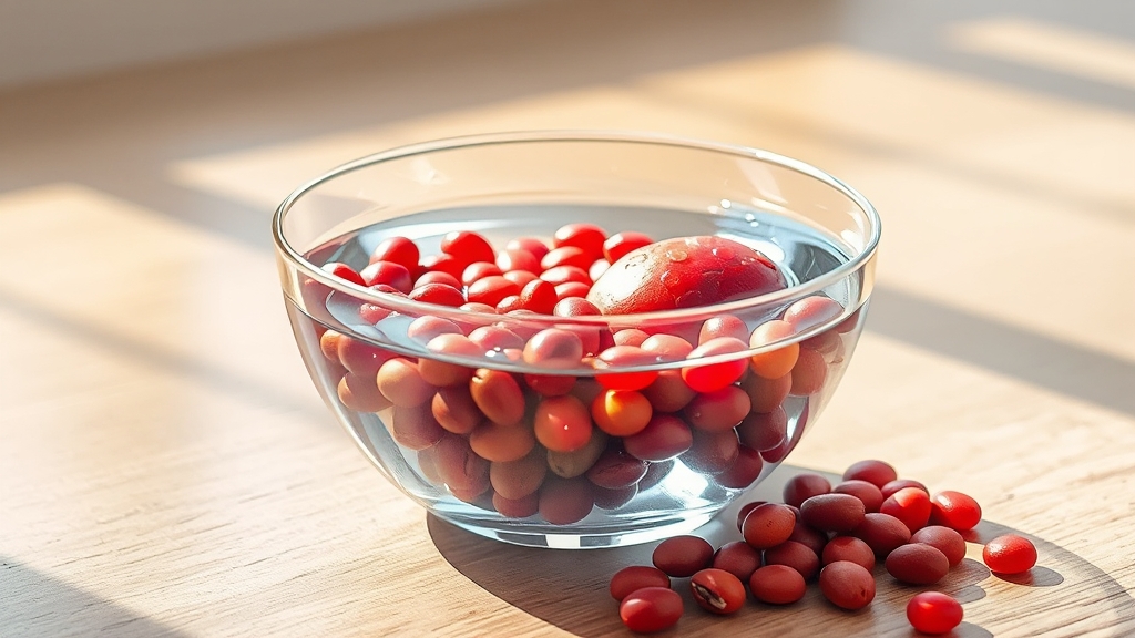 팥 효능: 붓기 완화 & 신장 건강 (realistic 스타일)