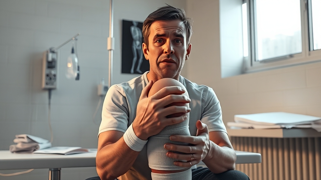 무릎 물찼을 때 나타나는 증상 (realistic 스타일)