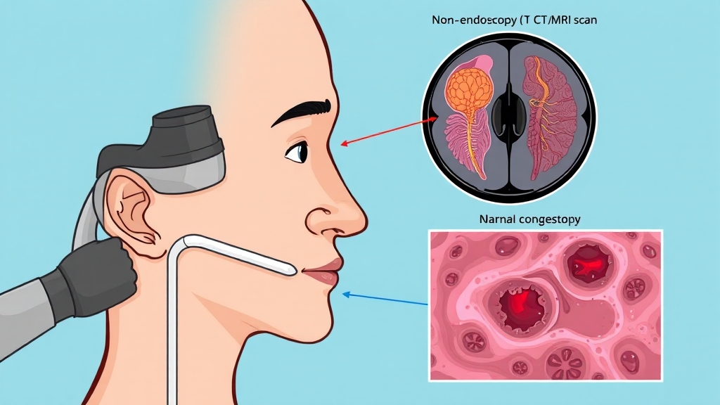 부비동암 진단 및 검사 과정 (cartoon 스타일)