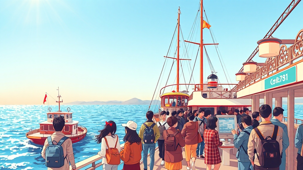 중화항 여객선 터미널 이용 가이드 (illustration 스타일)