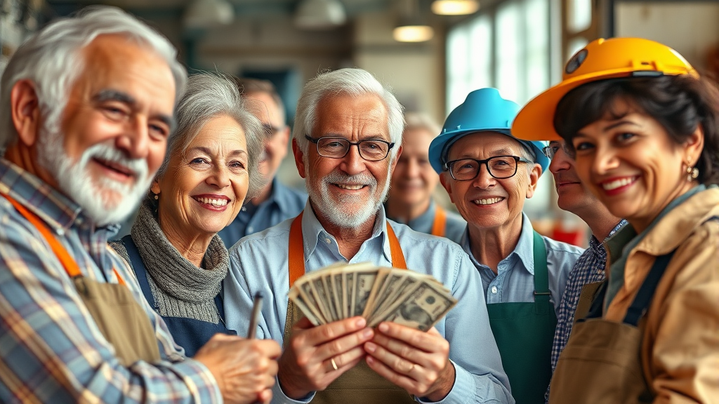 시니어 일자리 급여 수준 (realistic 스타일)