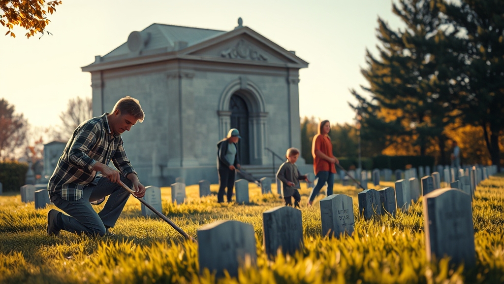 성묘와 벌초의 의미 (realistic 스타일)