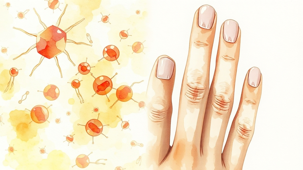 류마티스 관절염 초기 증상 (watercolor 스타일)