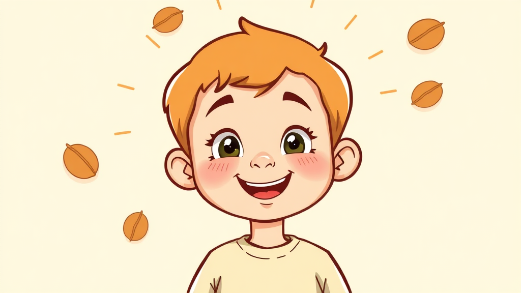 호두, 뇌 건강과 학습 능력 (cartoon 스타일)