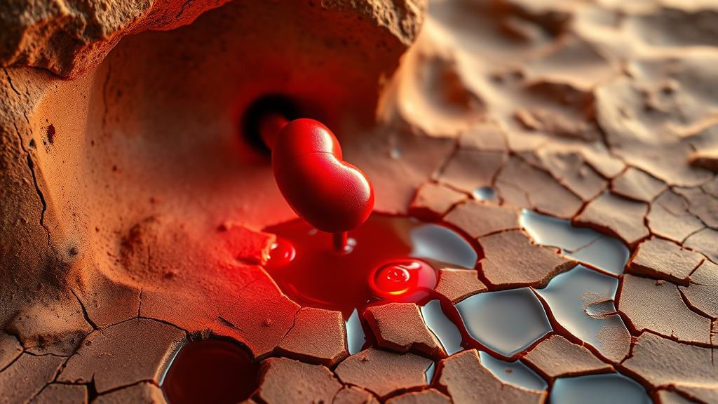 탈수 증상과 신장 건강 자가 점검 (realistic 스타일)