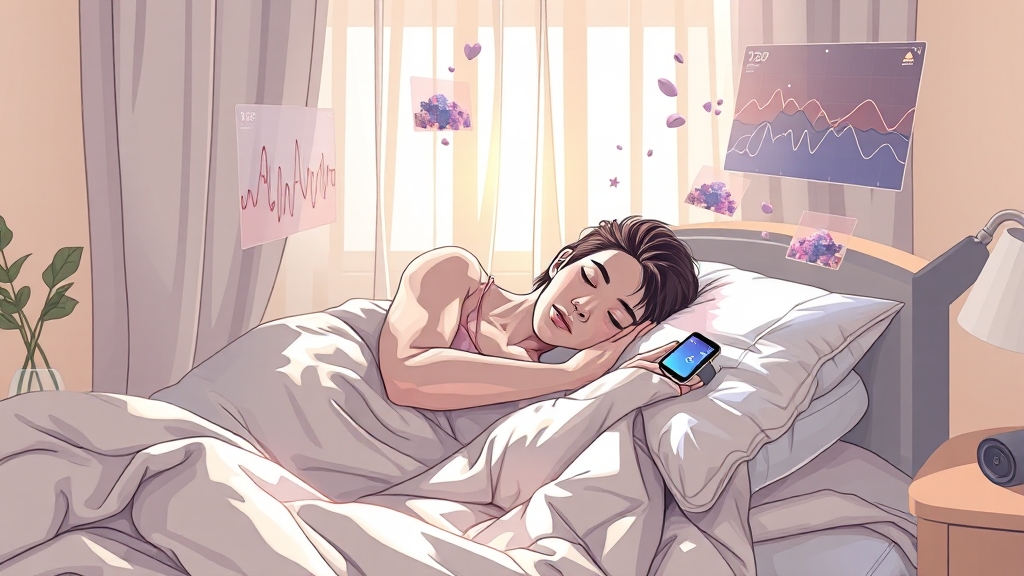 슬립테크 핵심 기술: 진단 및 개선 (illustration 스타일)