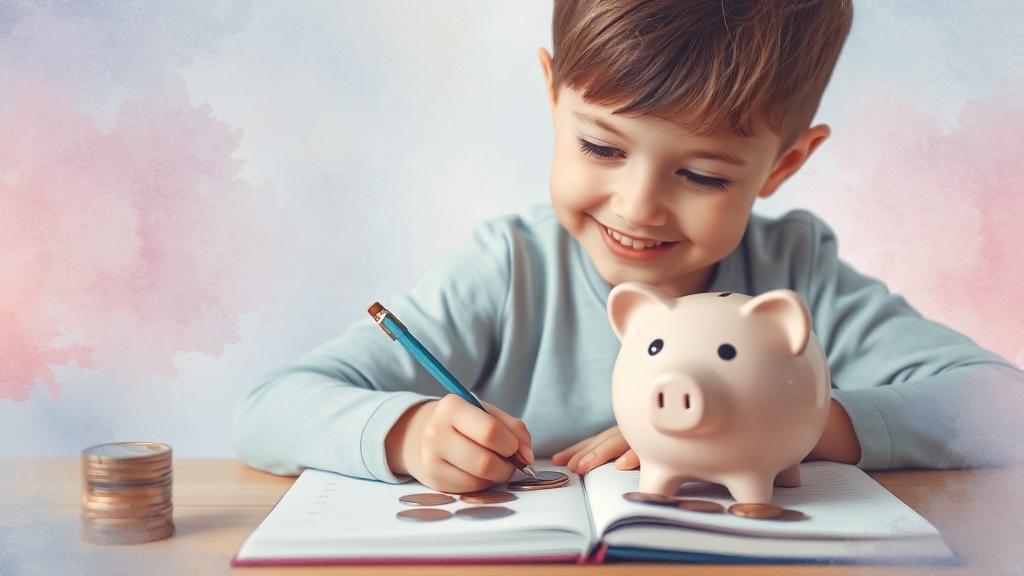 아이 용돈 관리 및 재테크 전략 (watercolor 스타일)