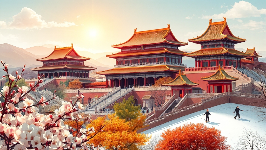 베이징 여행 시기별 추천 활동 (illustration 스타일)